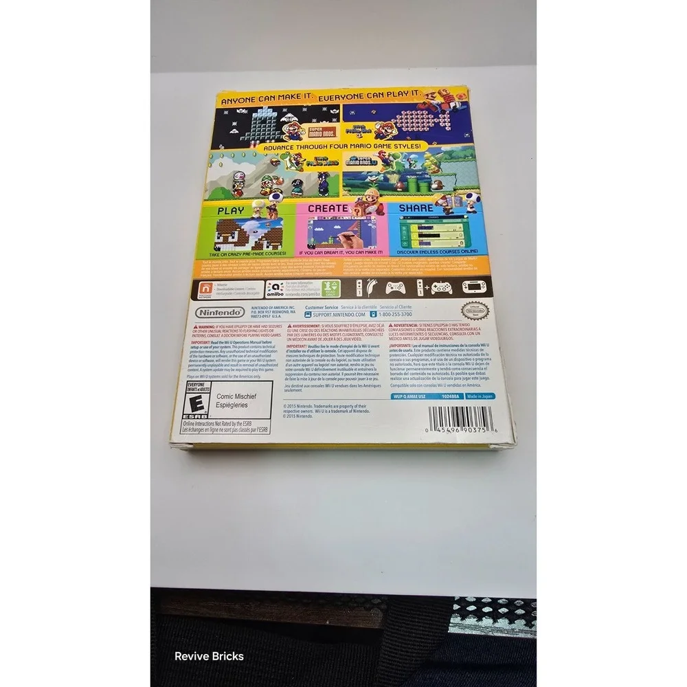 Super Mario Maker Wii U CIB Nintendo Wii U 2015 Complete with Slipcover & Manual